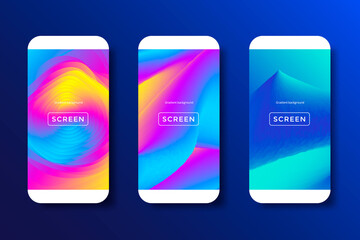 Screens vibrant gradient set background for smartphones and mobile phones. Background for mobile app, design theme. 