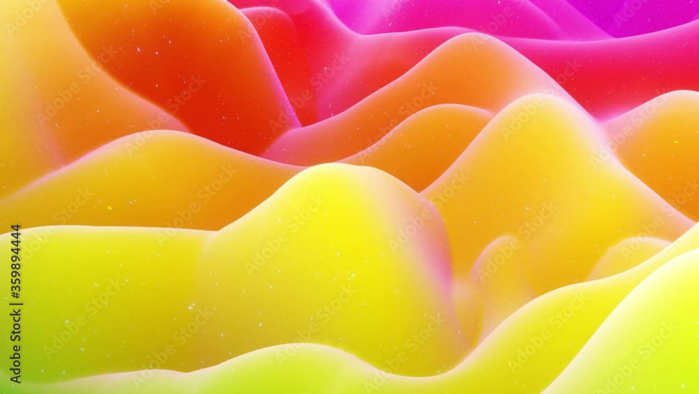 Poster beautiful abstract 3d surface with extrude or displace waves transform in loop. rainbow gradient. so