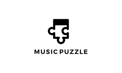 music puzzle logo design concept