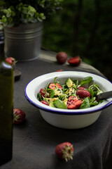 Summer salad with avocado and strawberry 