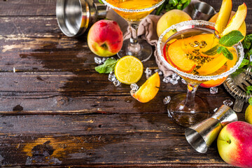 Peach martini cocktails