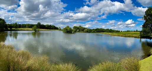The panoramic view of Pen pond, Richmond Park, London