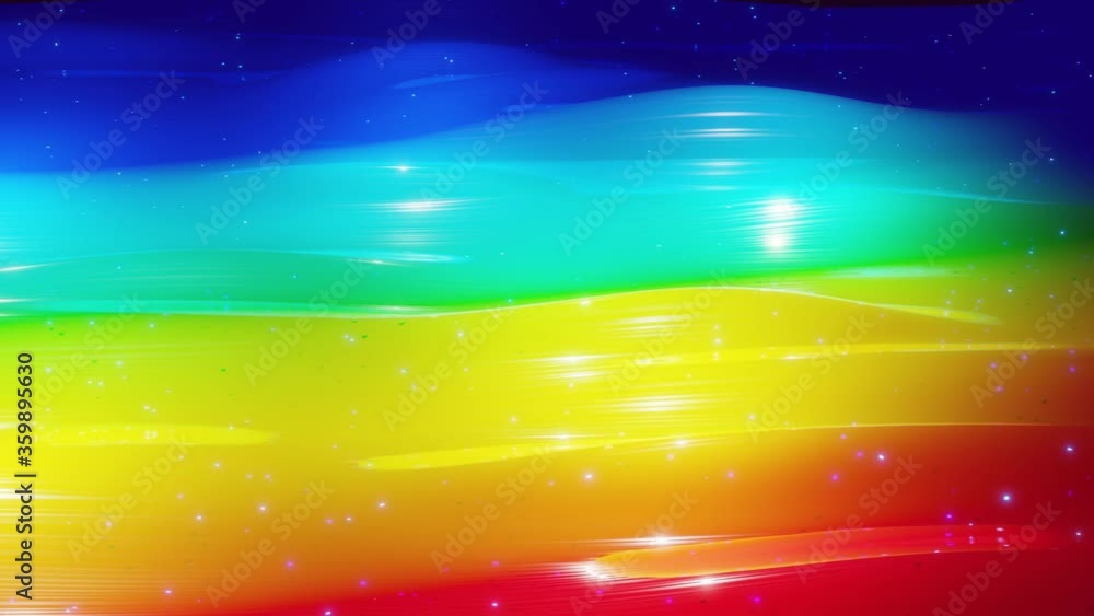Poster abstract 3d surface with beautiful waves, luminous sparkles and bright color gradient, colors of rai