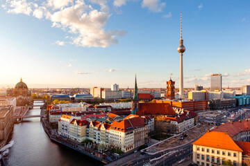 Berlin sunset cityscape view with television tower