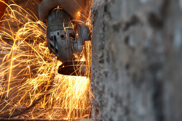 Sparks are produced from friction of a disc on metal against iron