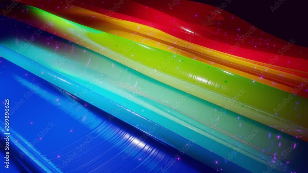 Poster abstract 3d surface with beautiful waves, luminous sparkles and bright color gradient, colors of rai