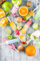 Colorful fruit ice cream popsicle