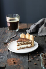 Italian dessert tiramisu with coffee 