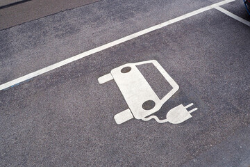 Electric Car charge sign on the public road in Munich Germany