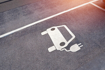 Electric Car charge sign on the public road in Munich Germany