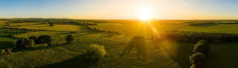 Aerial view over the English countryside