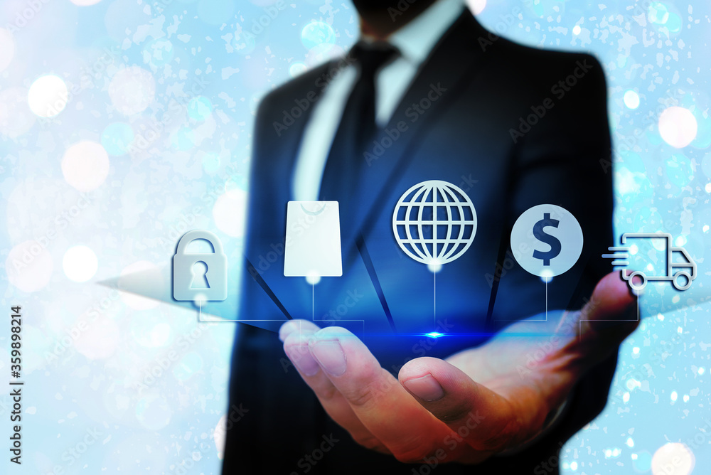 Poster information digital technology network connection infographic elements icon