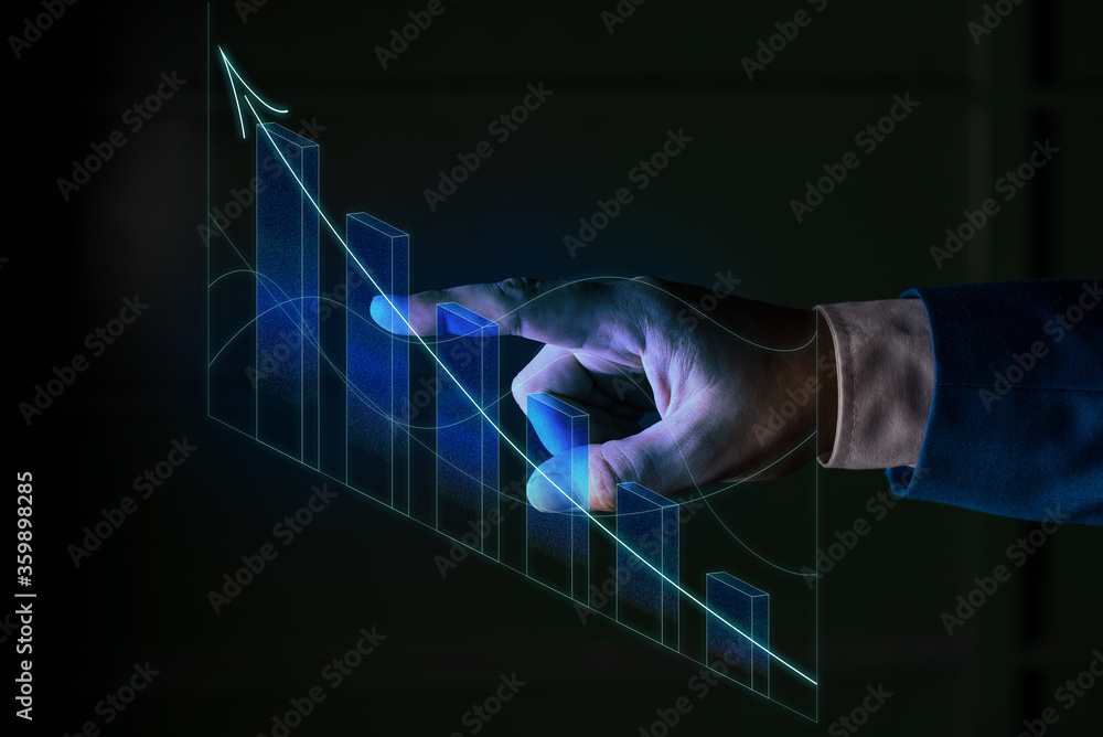 Aufkleber ascending growth trends movement performance financial chart status report