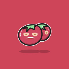 vector illustration of tomato character Mascot logo