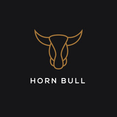 Abstract angus cow bison bufallo steak premium logo design. Creative bull horns line icon symbol	
