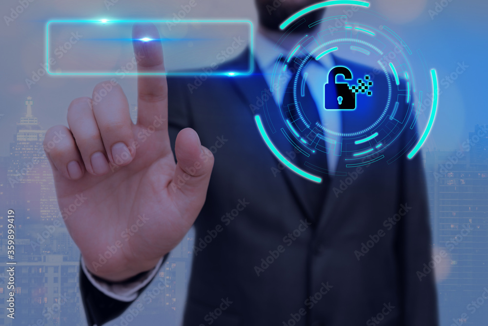 Poster graphics padlock for web data information security application system