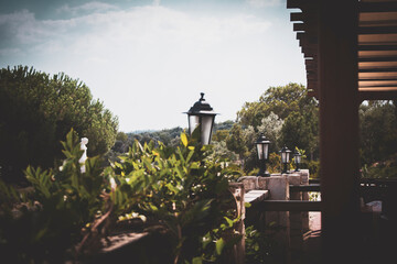 trees sculpture and lamps at nowhere