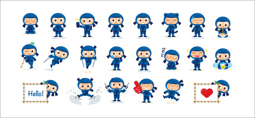 Blue Ninja Vector Mascot Character © ManuDesign