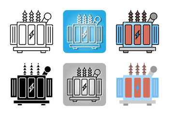 High voltage electrical transformer icon set isolated on white background for web design - obrazy, fototapety, plakaty
