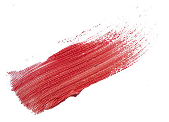Stain swatch of a red matte lipstick on white background