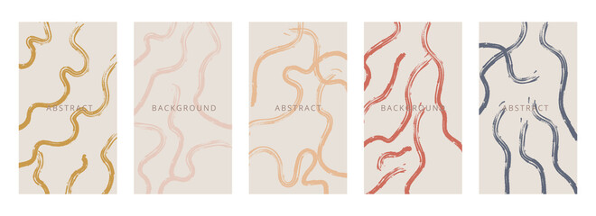 Abstract shapes minimal background vector set. Trendy style cover design for social media posts and stories, cover, web, invitation, and print.