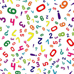 Vector illustration. Seamless pattern of multicolored numbers.