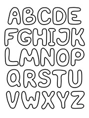 Vector illustration. Black and white hand-drawn alphabet.