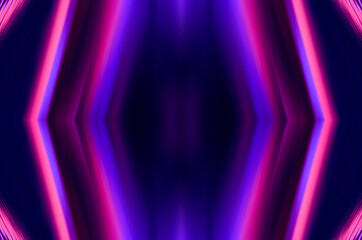 Dark abstract background with neon ultraviolet lines, waves. Light neon effect. Laser light show, energy waves.