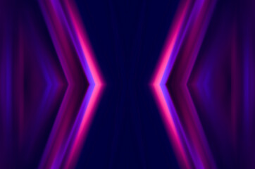 Fototapeta na wymiar Dark abstract background with neon ultraviolet lines, waves. Light neon effect. Laser light show, energy waves.