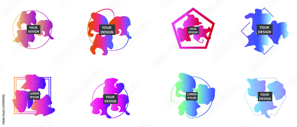 Poster set of modern abstract vector banners. multicolor flat geometric shapes. geometric gradient figures,