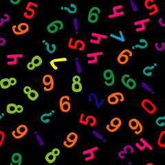 Vector illustration. Seamless pattern of multicolored numbers.