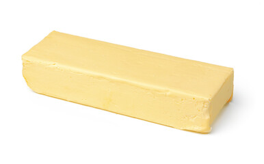 Block of butter isolated on white background
