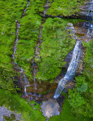 Yera River waterfall in Estacas de Trueba. Vega de Pas, Valles Pasiegos, Cantabria, Spain, Europe