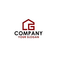 Initial letter CG house abstract logo icon design minimalist monogram property real estate symbol concept vector