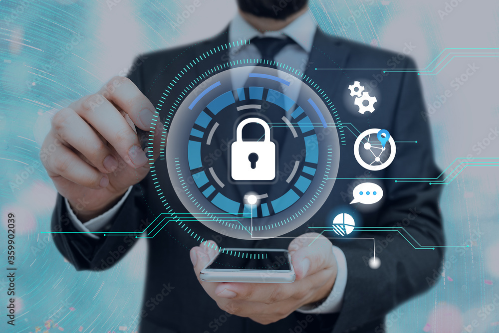 Poster graphics padlock for web data information security application system