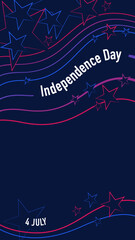 4th july american independence day greeting card design abstract national lines, swatches and stars of american flag. Vertical.