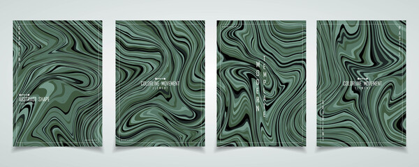 Abstract green marble pattern design of brochure set template background. illustration vector eps10