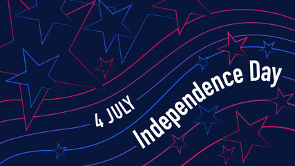 4th july american independence day greeting card design abstract national lines, swatches and stars of american flag. Horizontal.