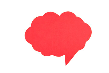 Red paper speech bubbles isolated on white background