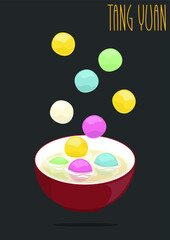 Tang Yuan. Sweet Glutinous Rice Balls. Vector illustration