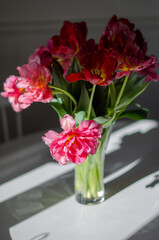 Pink flower in a vase. 