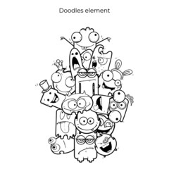 Cute cartoon of doodle art. Coloring book concept
