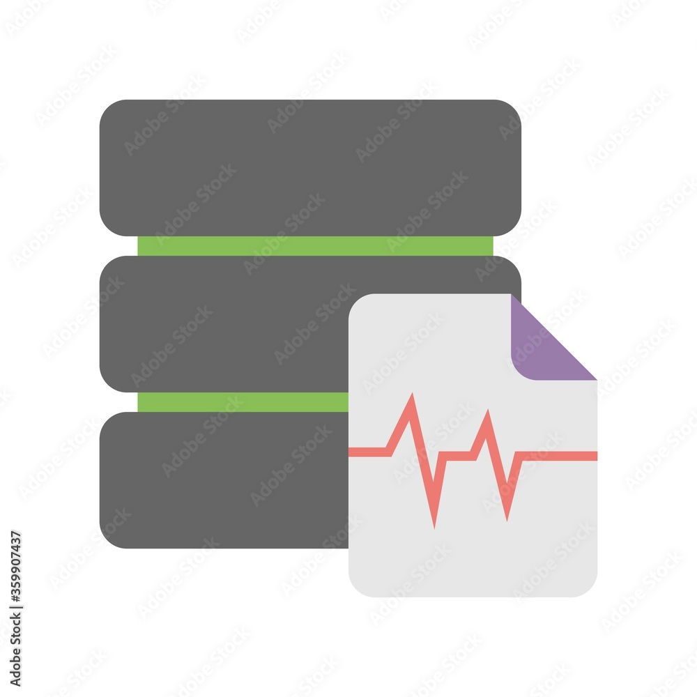Poster computer servers diagnostics icon illustration in flat design style. database service support symbol