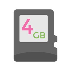 Micro sd card icon illustration. 4gb memory card symbol.