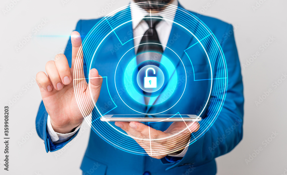 Poster graphics padlock for web data information security application system