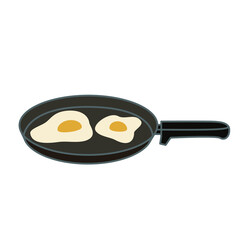 Breakfast. Fried eggs in a pan. Simple vector illustration isolated on white background.