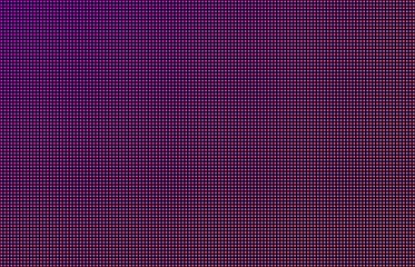 LED screen gradient background, pink and orange monitor dots. Close-up of the macrotexture of the display. Modern technology concept, RGB television backdrop. Vector illustration.