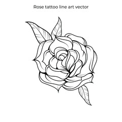 Rose vector. Line art illustration of flower. Rose tattoo concept