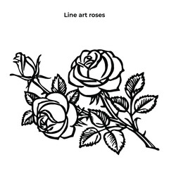 Rose vector. Line art illustration of flower. Rose tattoo concept