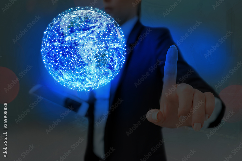 Poster futuristic icons distant solar system showing global technology networks. elements of this image fur